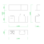 【2D部品】2550サイズのＩ型キッチン【DXF/autocad DWG】 2df-kit_0007