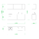 【2D部品】2700サイズのＩ型キッチン【DXF/autocad DWG】 2df-kit_0008