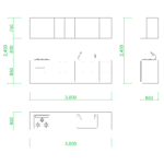 【2D部品】3000サイズのＩ型キッチン【DXF/autocad DWG】 2df-kit_0010