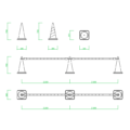 カラーコーン バーの2DCAD部品丨建設工事 仮設材 安全区画丨無料 商用可能 フリー素材 フリーデータ AUTOCAD DWG DXF