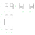 ダイニングテーブルと椅子4脚の2DCAD部品丨インテリア 家具 寸法丨無料 商用可能 フリー素材 フリーデータ AUTOCAD DWG DXF