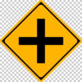 ┼形道路交差点ありの 警戒標識│十字 マーク 日本の道路標識 切り抜き画像 イラスト フリー データ ダウンロード無料 商用可能 フリー素材 ダウンロード Free download 2D illustration JPEG png traffic sign│digital-architex.com