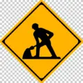 道路工事中の 警戒標識│スコップ 穴を掘る人 マーク 日本の道路標識 切り抜き画像 イラスト フリー データ ダウンロード無料 商用可能 フリー素材 ダウンロード Free download 2D illustration JPEG png traffic sign│digital-architex.com