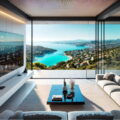 南フランスや地中海をイメージしたリビングの背景画像データ│リモートワーク デスクトップ テレワーク 在宅勤務 オンライン勤務 モバイルワーク│アスペクト比 16:9│データ フリー ダウンロード 無料 商用可能 Free download│digital-architex.com デジタルアーキテクス